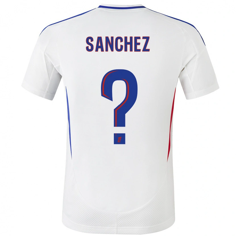 Danxen Homme Maillot Florent Sanchez #0 Blanc Bleu Tenues Domicile 2024/25 T-Shirt