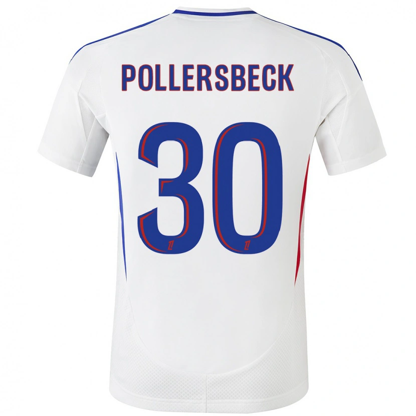 Danxen Homme Maillot Julian Pollersbeck #30 Blanc Bleu Tenues Domicile 2024/25 T-Shirt