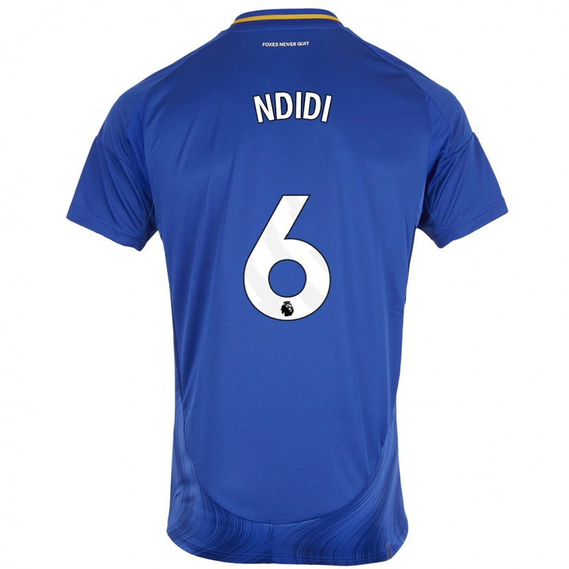 Danxen Homme Maillot Wilfred Ndidi #6 Bleu Blanc Tenues Domicile 2024/25 T-Shirt