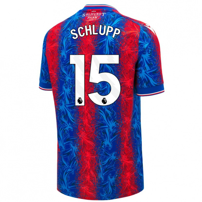 Danxen Homme Maillot Jeffrey Schlupp #15 Rayures Rouges Et Bleues Tenues Domicile 2024/25 T-Shirt