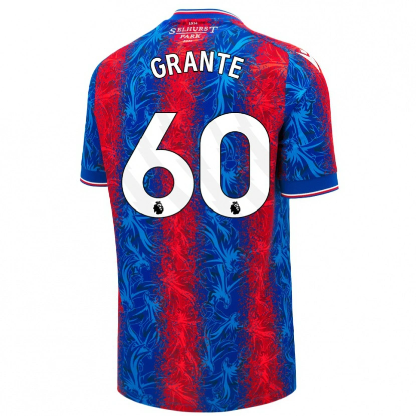 Danxen Homme Maillot Jake Grante #60 Rayures Rouges Et Bleues Tenues Domicile 2024/25 T-Shirt