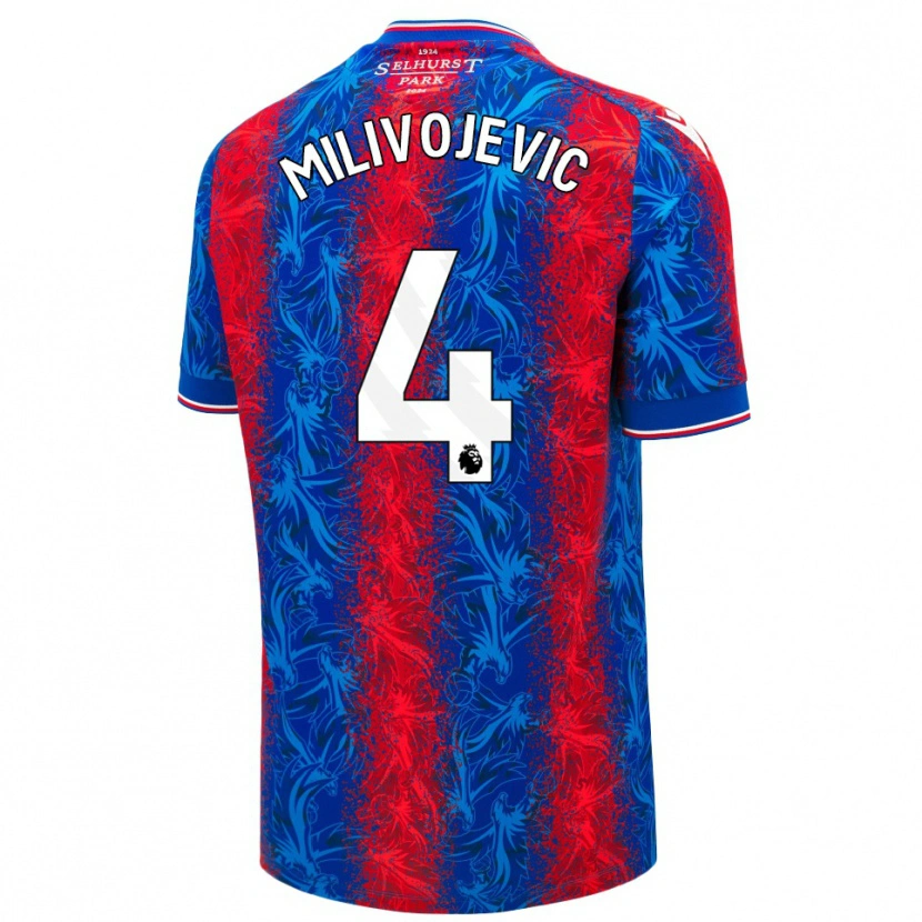 Danxen Homme Maillot Luka Milivojevic #4 Rayures Rouges Et Bleues Tenues Domicile 2024/25 T-Shirt