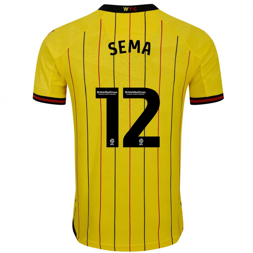 Danxen Homme Maillot Ken Sema #12 Jaune Et Noir Tenues Domicile 2024/25 T-Shirt