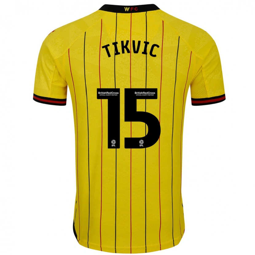 Danxen Homme Maillot Antonio Tikvic #15 Jaune Et Noir Tenues Domicile 2024/25 T-Shirt