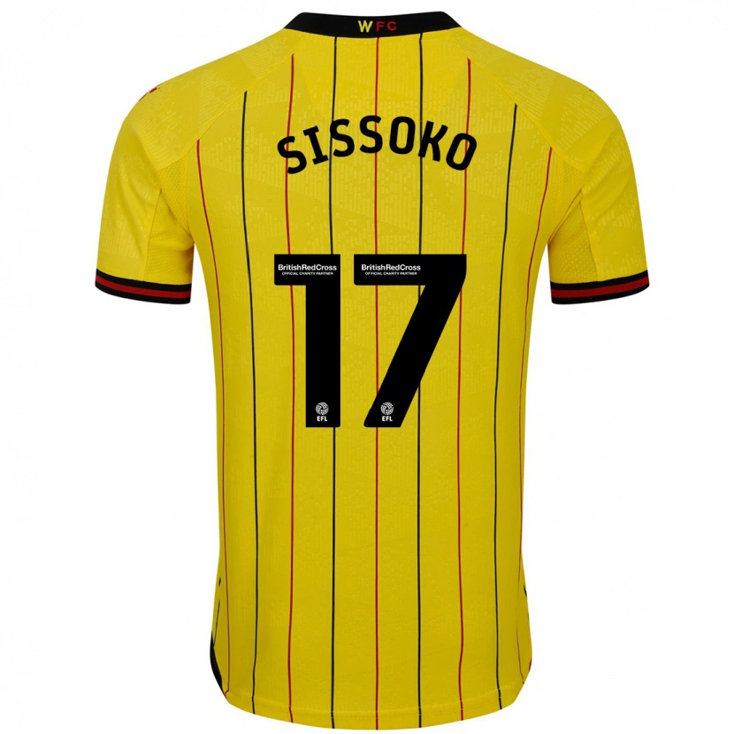 Danxen Homme Maillot Moussa Sissoko #17 Jaune Et Noir Tenues Domicile 2024/25 T-Shirt