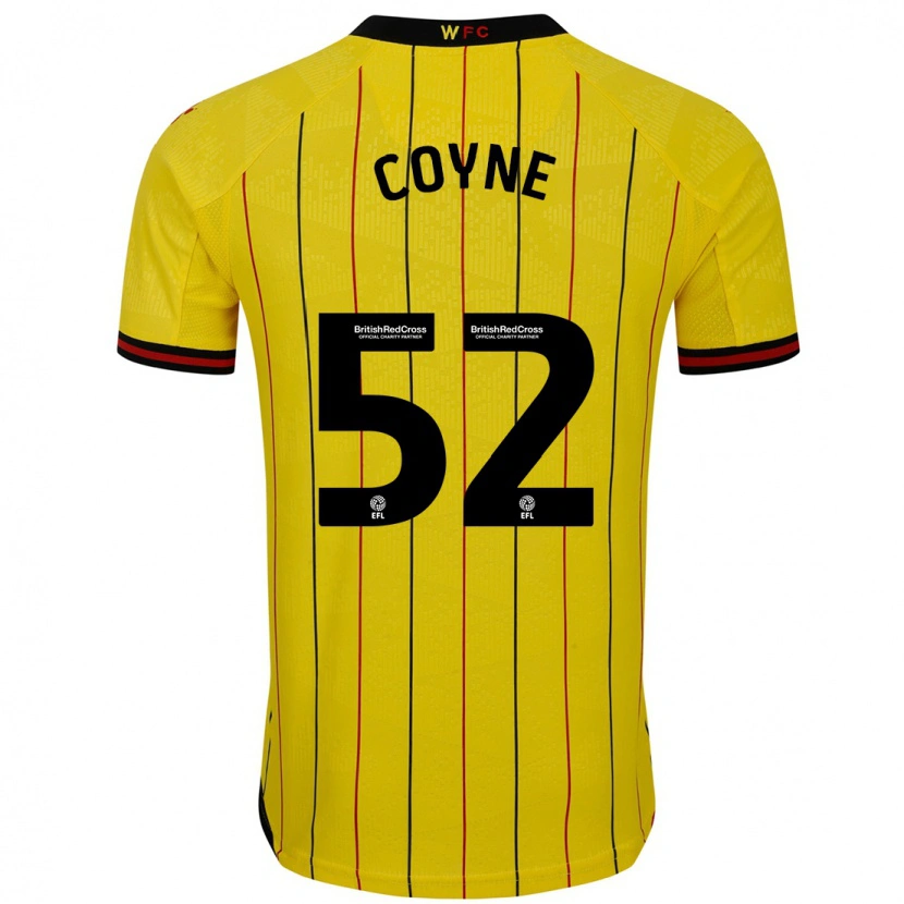 Danxen Homme Maillot Aidan Coyne #52 Jaune Et Noir Tenues Domicile 2024/25 T-Shirt