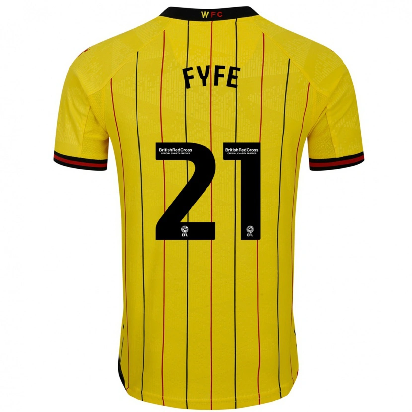 Danxen Homme Maillot Flo Fyfe #21 Jaune Et Noir Tenues Domicile 2024/25 T-Shirt