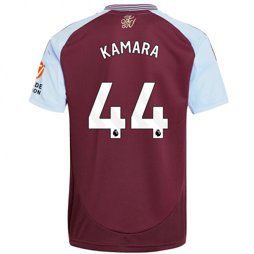 Danxen Homme Maillot Boubacar Kamara #44 Bordeaux Bleu Ciel Tenues Domicile 2024/25 T-Shirt