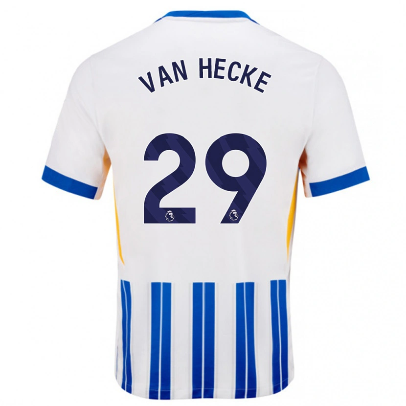 Danxen Homme Maillot Jan Paul Van Hecke #29 Blanc Bleu À Rayures Fines Tenues Domicile 2024/25 T-Shirt