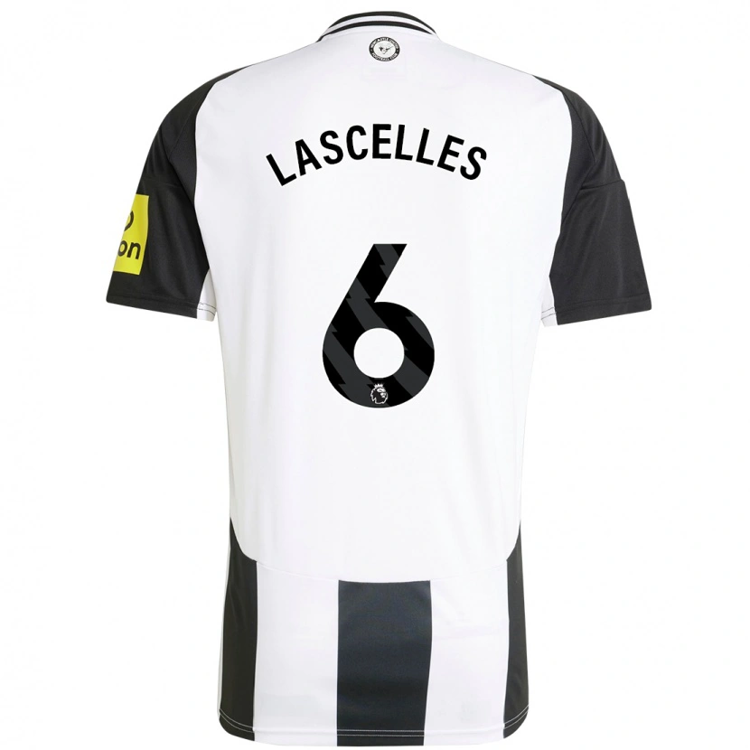 Danxen Homme Maillot Jamaal Lascelles #6 Blanc Noir Tenues Domicile 2024/25 T-Shirt