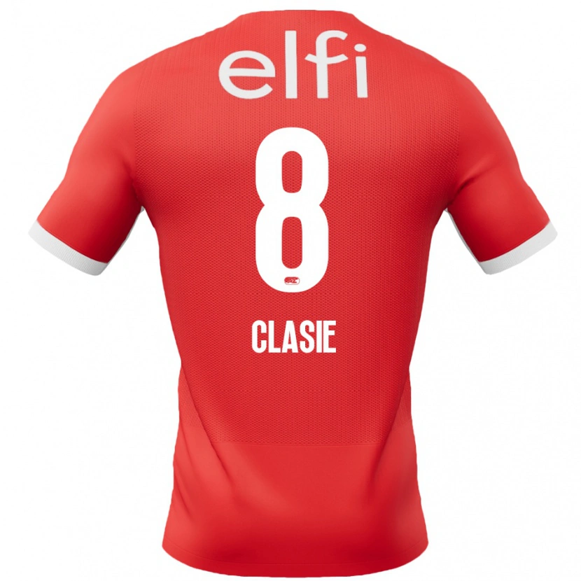 Danxen Homme Maillot Jordy Clasie #8 Rouge Blanc Tenues Domicile 2024/25 T-Shirt