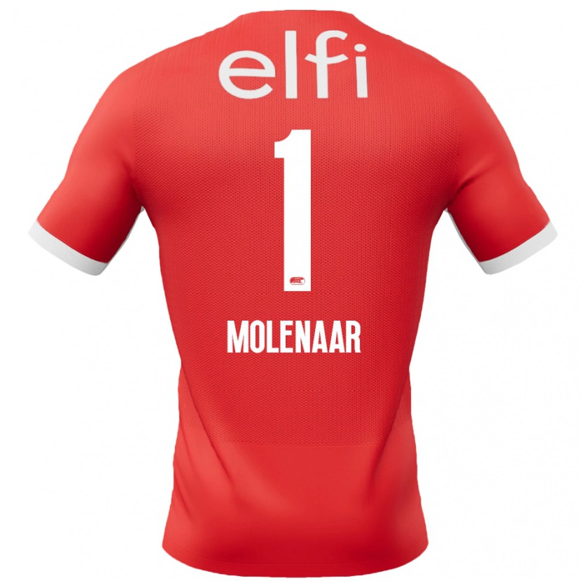 Danxen Homme Maillot Finn Molenaar #1 Rouge Blanc Tenues Domicile 2024/25 T-Shirt