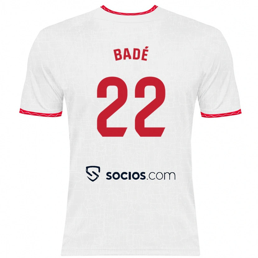 Danxen Homme Maillot Loïc Badé #22 Blanc Rouge Tenues Domicile 2024/25 T-Shirt