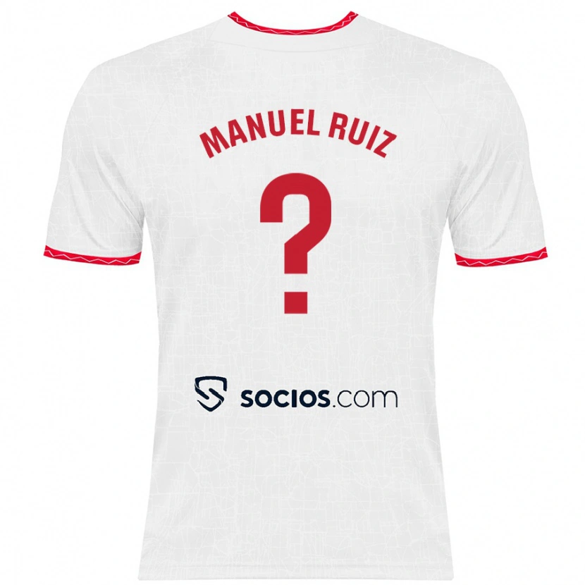 Danxen Homme Maillot José Manuel Ruiz #0 Blanc Rouge Tenues Domicile 2024/25 T-Shirt