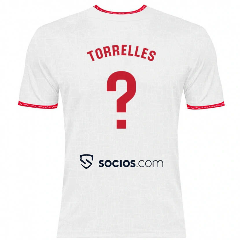 Danxen Homme Maillot Genís Torrelles #0 Blanc Rouge Tenues Domicile 2024/25 T-Shirt