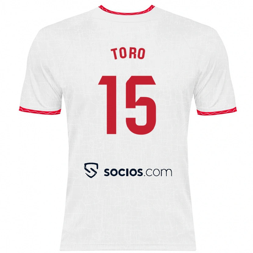 Danxen Homme Maillot Juanan Toro #15 Blanc Rouge Tenues Domicile 2024/25 T-Shirt