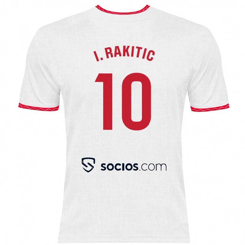 Danxen Homme Maillot Ivan Rakitic #10 Blanc Rouge Tenues Domicile 2024/25 T-Shirt