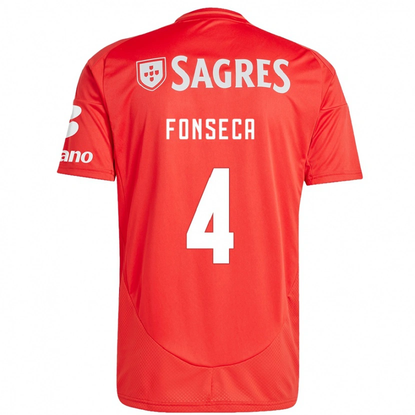 Danxen Homme Maillot João Fonseca #4 Rouge Blanc Tenues Domicile 2024/25 T-Shirt