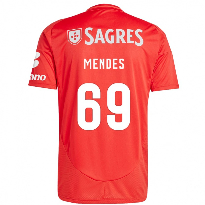 Danxen Homme Maillot Vladimir Mendes #69 Rouge Blanc Tenues Domicile 2024/25 T-Shirt