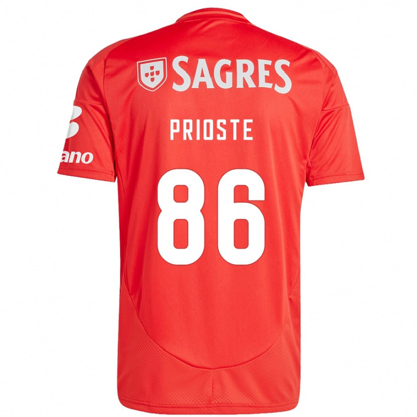 Danxen Homme Maillot Diogo Prioste #86 Rouge Blanc Tenues Domicile 2024/25 T-Shirt