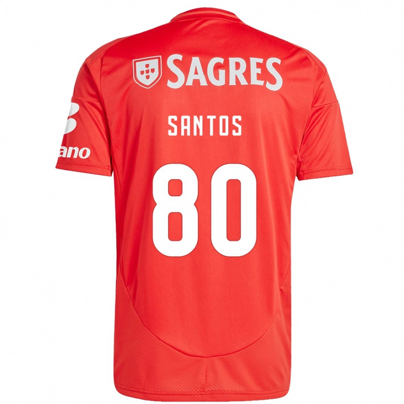 Danxen Homme Maillot Pedro Santos #80 Rouge Blanc Tenues Domicile 2024/25 T-Shirt