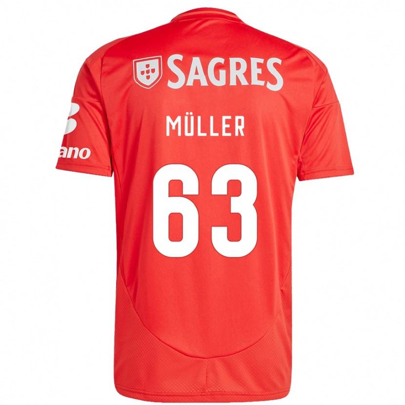 Danxen Homme Maillot José Müller #63 Rouge Blanc Tenues Domicile 2024/25 T-Shirt