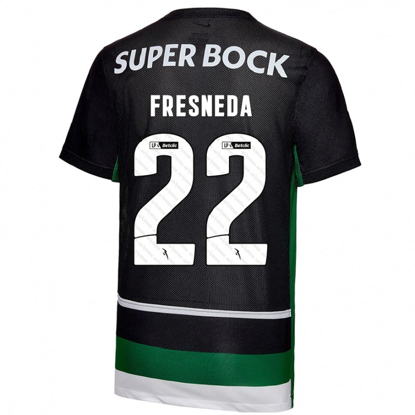 Danxen Homme Maillot Iván Fresneda #22 Noir Blanc Vert Tenues Domicile 2024/25 T-Shirt