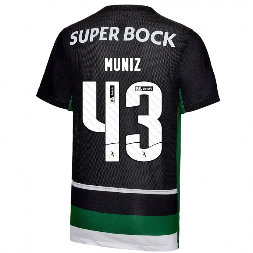 Danxen Homme Maillot João Muniz #43 Noir Blanc Vert Tenues Domicile 2024/25 T-Shirt