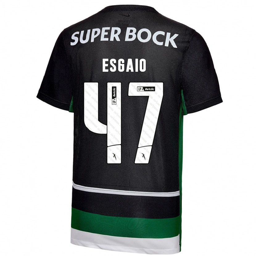 Danxen Homme Maillot Ricardo Esgaio #47 Noir Blanc Vert Tenues Domicile 2024/25 T-Shirt