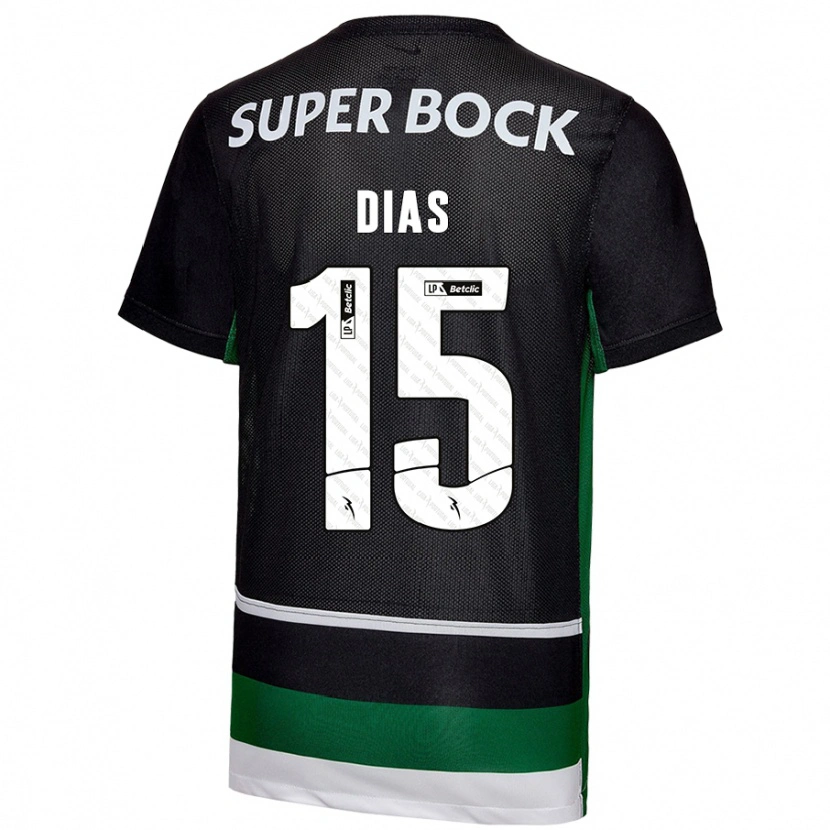 Danxen Homme Maillot Rodrigo Dias #15 Noir Blanc Vert Tenues Domicile 2024/25 T-Shirt