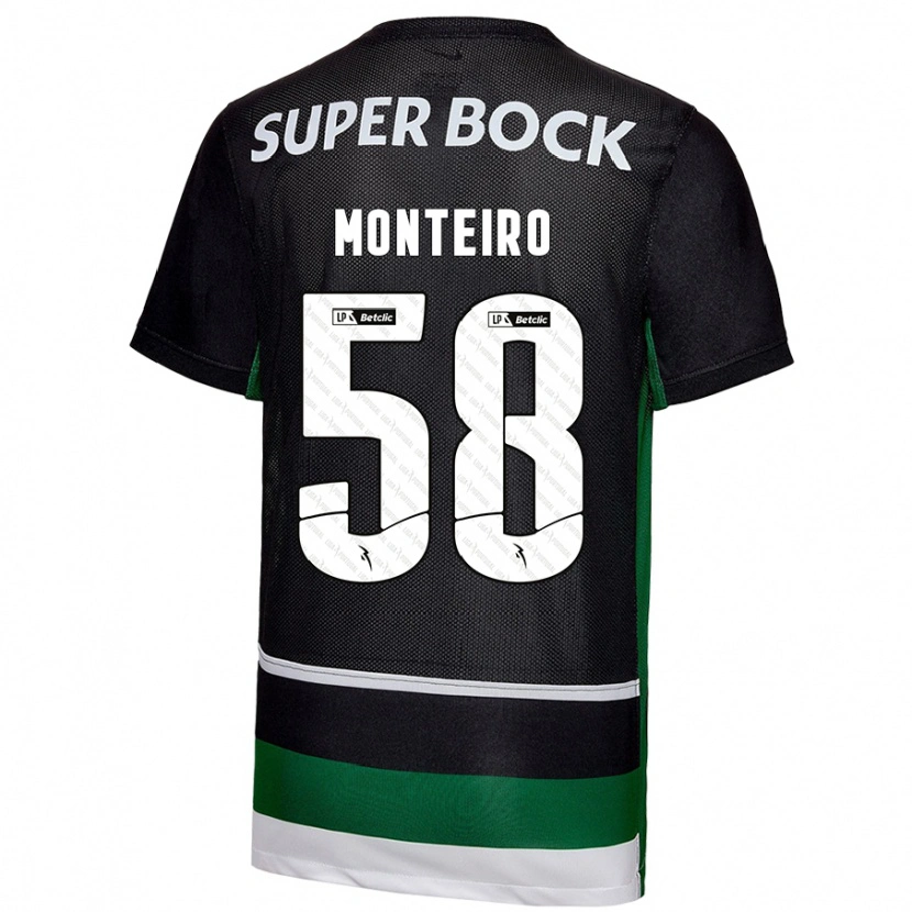 Danxen Homme Maillot David Monteiro #58 Noir Blanc Vert Tenues Domicile 2024/25 T-Shirt