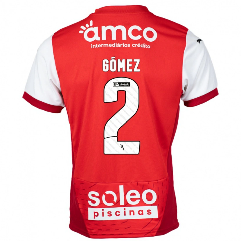 Danxen Homme Maillot Víctor Gómez #2 Rouge Blanc Tenues Domicile 2024/25 T-Shirt