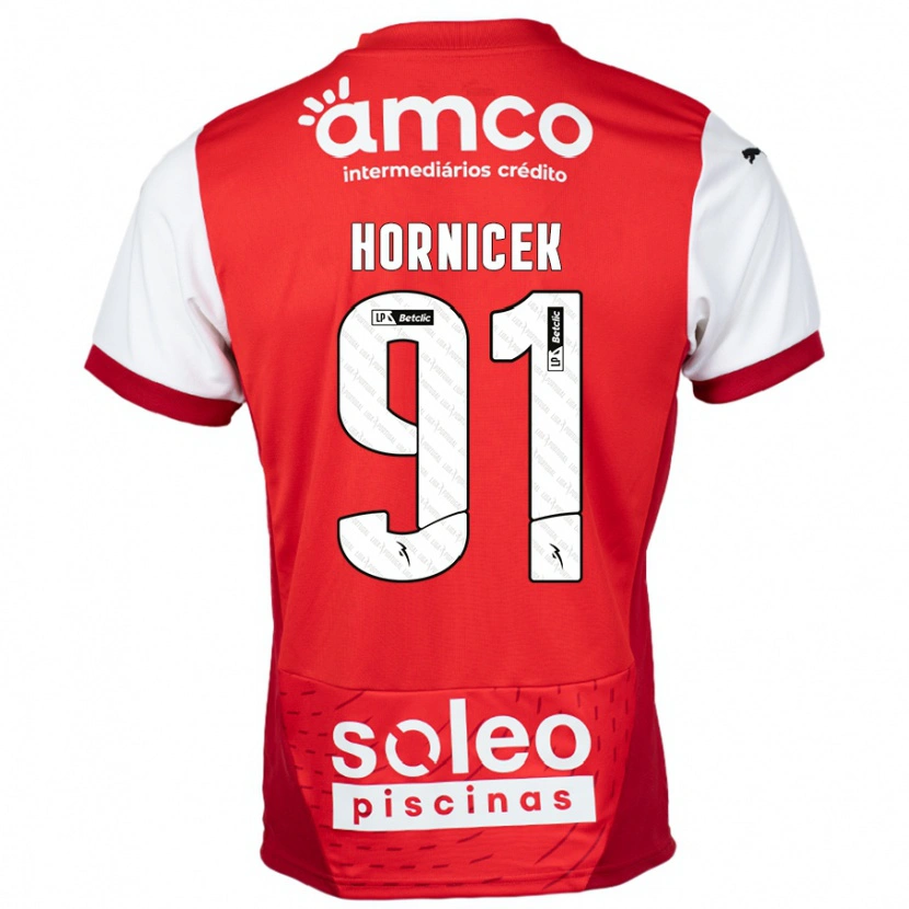 Danxen Homme Maillot Lukas Hornicek #91 Rouge Blanc Tenues Domicile 2024/25 T-Shirt