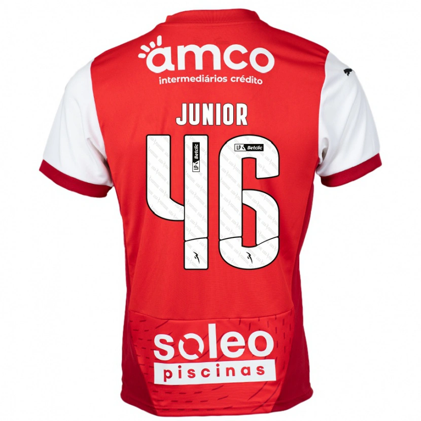 Danxen Homme Maillot Mário Junior #46 Rouge Blanc Tenues Domicile 2024/25 T-Shirt