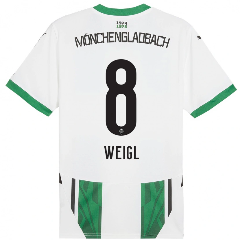 Danxen Homme Maillot Julian Weigl #8 Blanc Vert Tenues Domicile 2024/25 T-Shirt