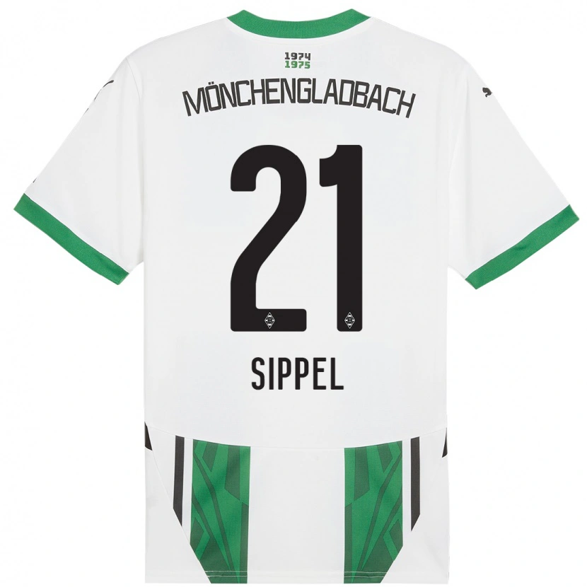 Danxen Homme Maillot Tobias Sippel #21 Blanc Vert Tenues Domicile 2024/25 T-Shirt