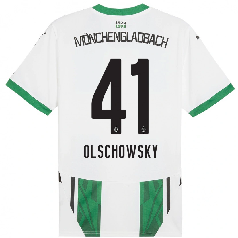 Danxen Homme Maillot Jan Olschowsky #41 Blanc Vert Tenues Domicile 2024/25 T-Shirt