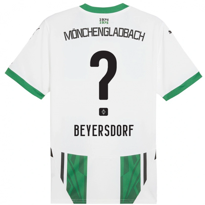 Danxen Homme Maillot Chris Beyersdorf #0 Blanc Vert Tenues Domicile 2024/25 T-Shirt