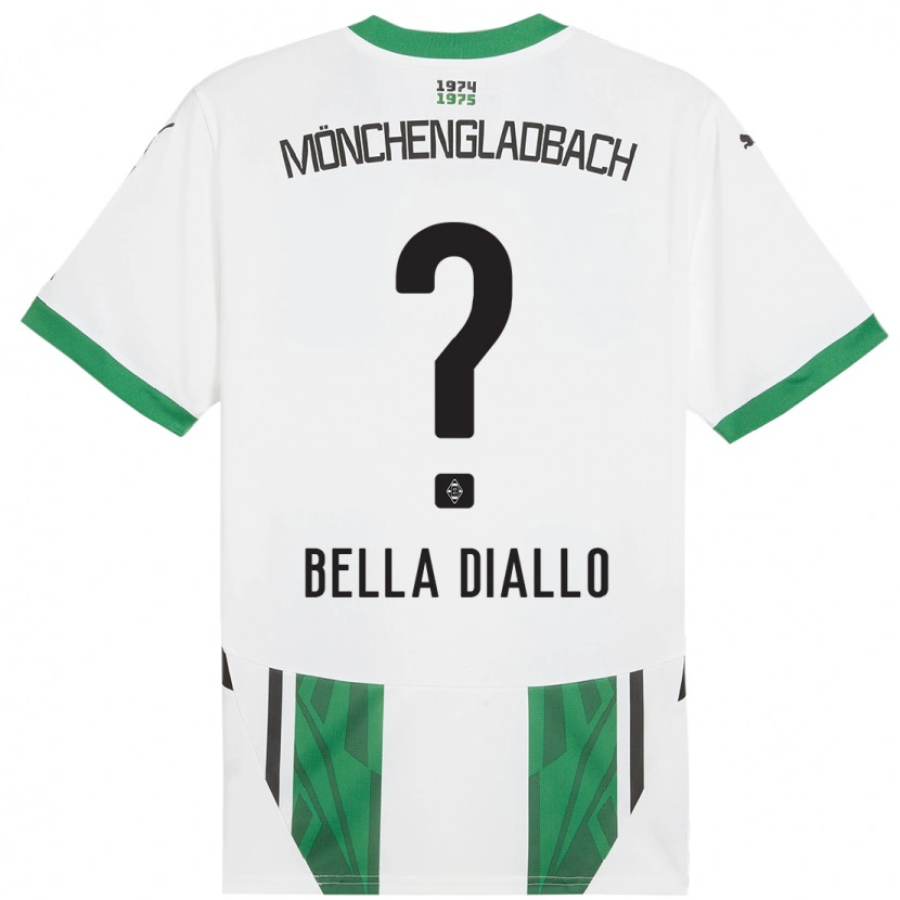 Danxen Homme Maillot Oumar Bella Diallo #0 Blanc Vert Tenues Domicile 2024/25 T-Shirt