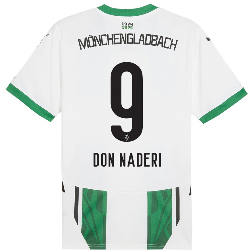 Danxen Homme Maillot Ryan Naderi #9 Blanc Vert Tenues Domicile 2024/25 T-Shirt