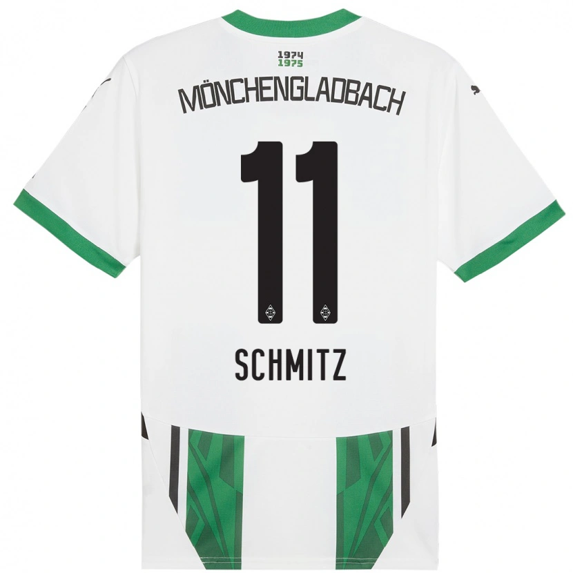 Danxen Homme Maillot Louisa Schmitz #11 Blanc Vert Tenues Domicile 2024/25 T-Shirt