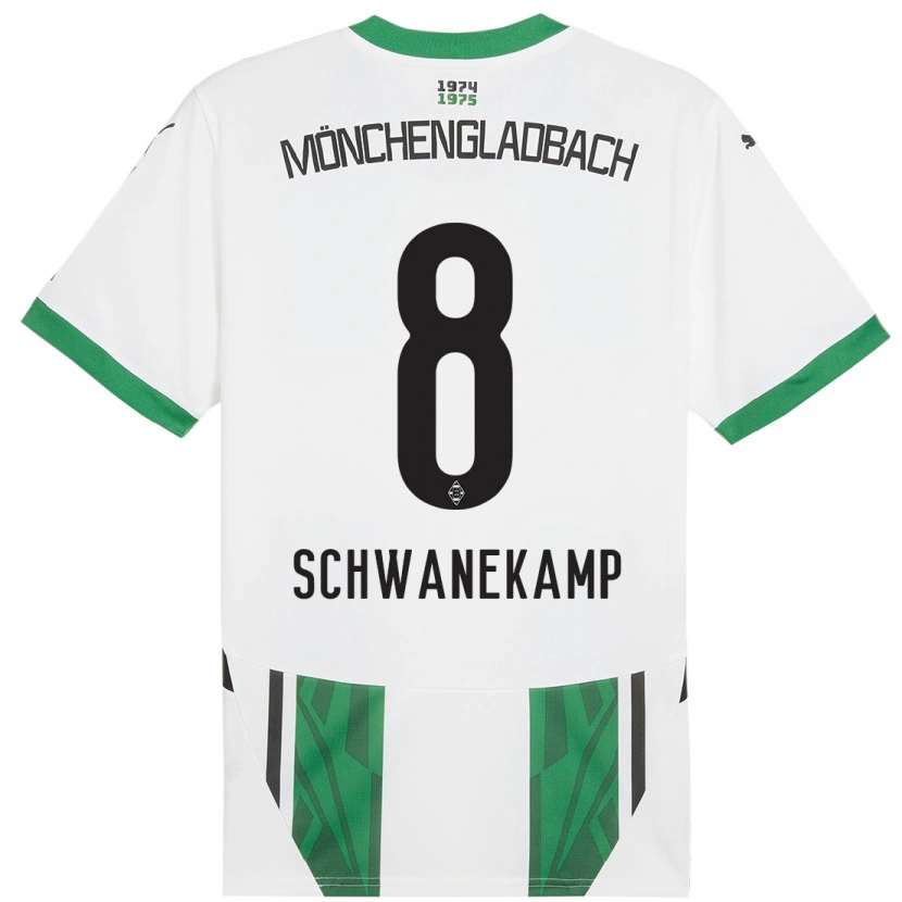 Danxen Homme Maillot Jana Schwanekamp #8 Blanc Vert Tenues Domicile 2024/25 T-Shirt