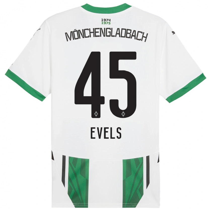 Danxen Homme Maillot Emily Evels #45 Blanc Vert Tenues Domicile 2024/25 T-Shirt