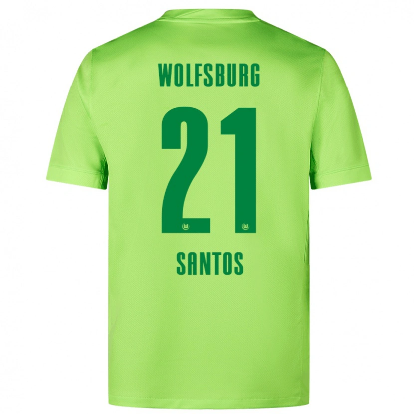 Danxen Homme Maillot Leonardo Santos #21 Vert Fluo Tenues Domicile 2024/25 T-Shirt