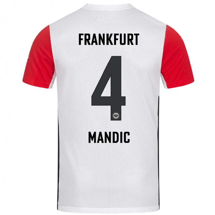 Danxen Homme Maillot Kristian Mandic #4 Blanc Rouge Tenues Domicile 2024/25 T-Shirt