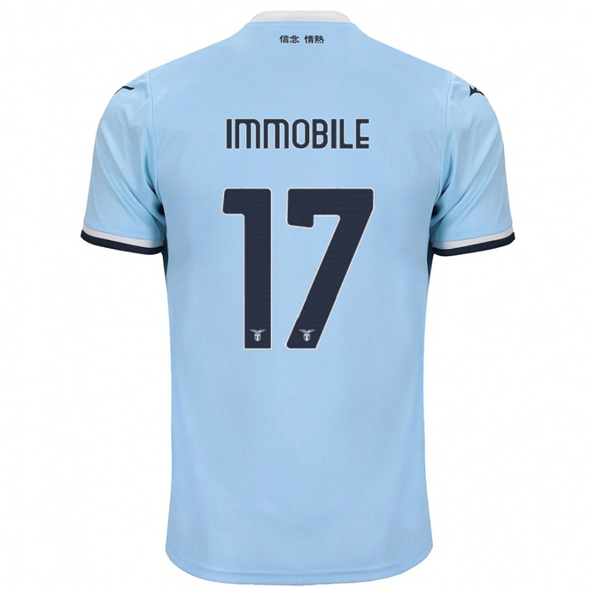 Danxen Homme Maillot Ciro Immobile #17 Bleu Tenues Domicile 2024/25 T-Shirt