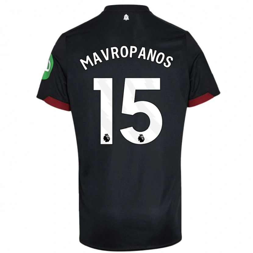 Danxen Homme Maillot Konstantinos Mavropanos #15 Noir Blanc Tenues Extérieur 2024/25 T-Shirt