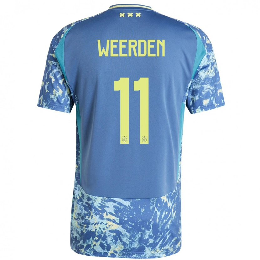 Danxen Homme Maillot Ashleigh Weerden #11 Gris Bleu Jaune Tenues Extérieur 2024/25 T-Shirt