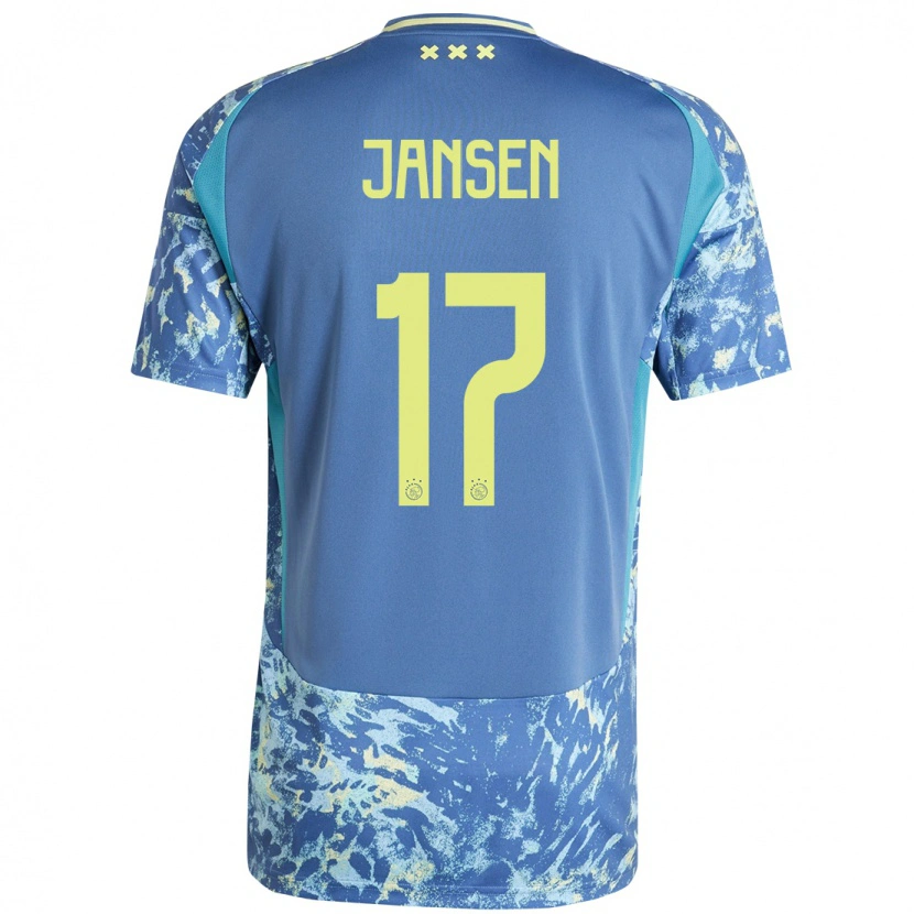 Danxen Homme Maillot Bente Jansen #17 Gris Bleu Jaune Tenues Extérieur 2024/25 T-Shirt