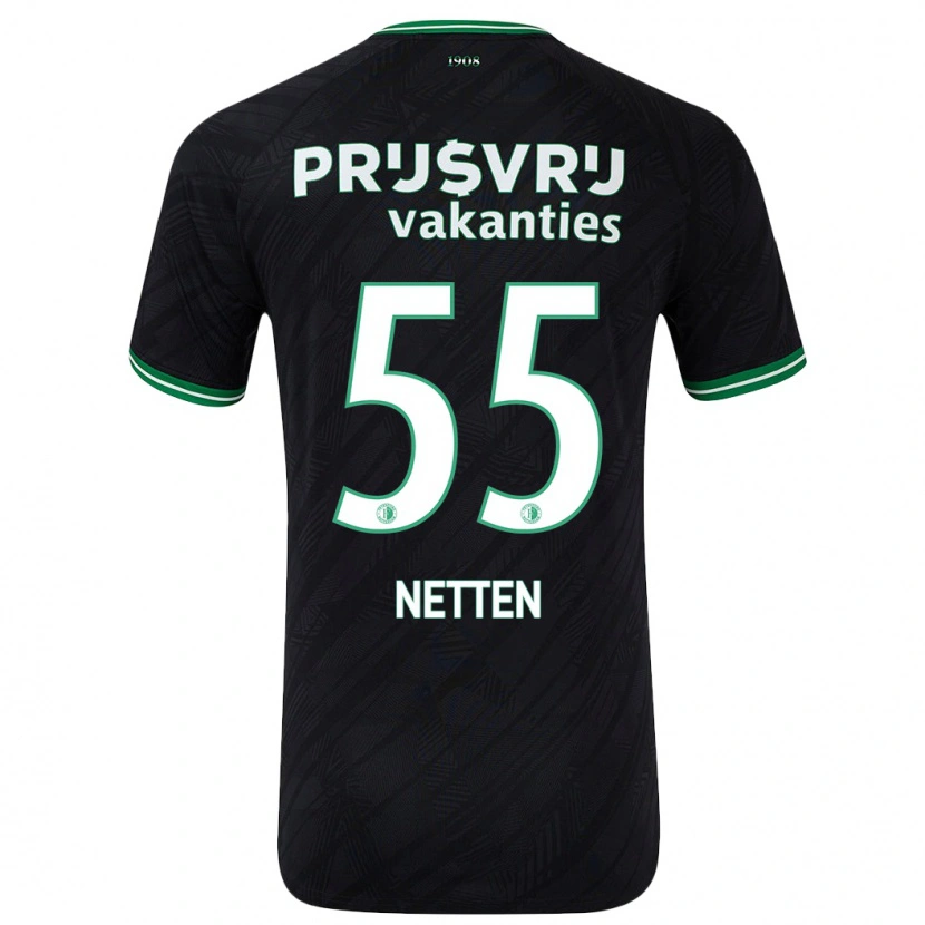 Danxen Homme Maillot Luc Netten #55 Noir Vert Tenues Extérieur 2024/25 T-Shirt